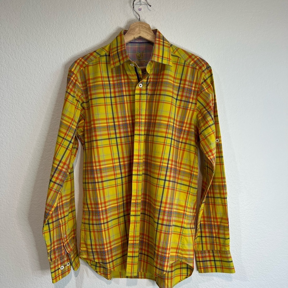 Bugatchi Uomo Men's Long Sleeve Dress Shirt Multi‎ Colored Checkered